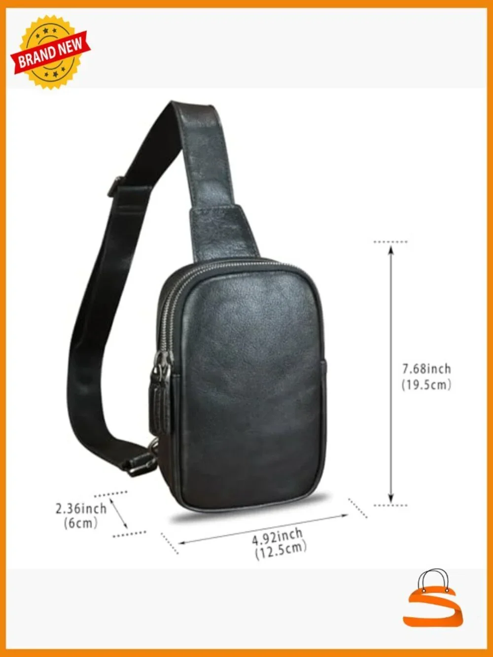 Genuine Leather Sling Bag Small Crossbody Purse Handmade Daypack Retro Shoulder
